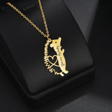 Personalized Hedgehog Engrave Name Necklace Stainless Steel Choker