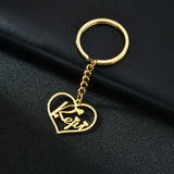 Sifisrri Personalized Name Date Keychain Heart Star Round Key Ring