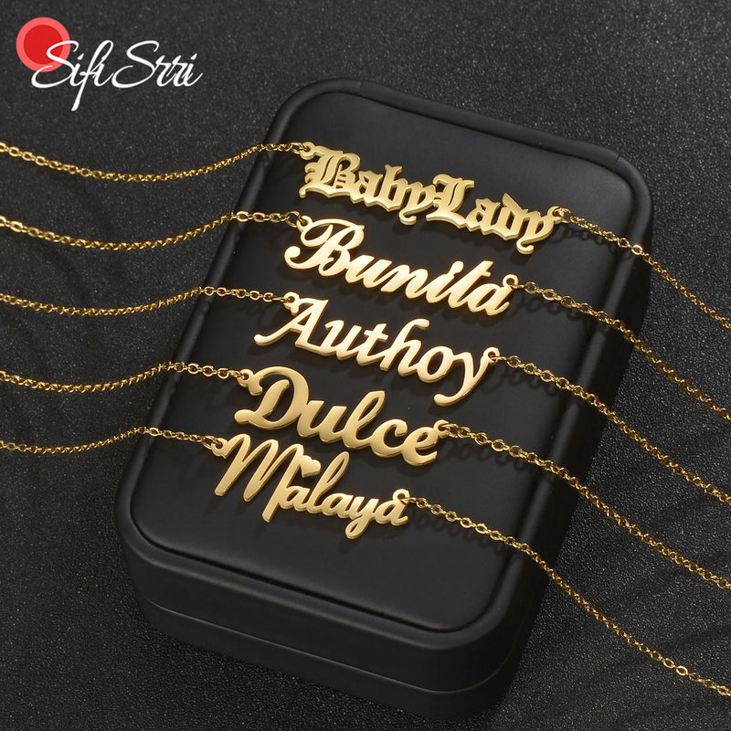 Sifisrri Personalized Name Necklace Pendant Stainless Steel for Women
