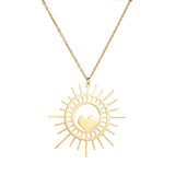 Sifisrri Personalized Sun Heart Engrave Name Necklace for Women