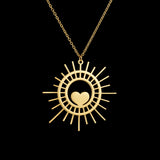 Sifisrri Personalized Sun Heart Engrave Name Necklace for Women