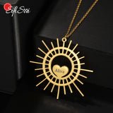 Sifisrri Personalized Sun Heart Engrave Name Necklace for Women