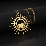 Sifisrri Personalized Sun Heart Engrave Name Necklace for Women