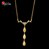 Personalized Engrave Antlers Heart Name Necklace for Women