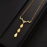 Personalized Engrave Antlers Heart Name Necklace for Women