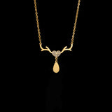 Personalized Engrave Antlers Heart Name Necklace for Women