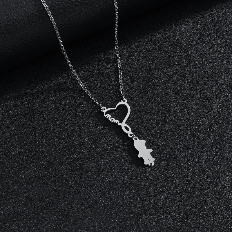 Personalized Engrave Name Pendant Necklace Stainless Steel
