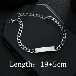 Personalized Engrave Name Bracelet Stainless Steel Cuban Chain Date Jewelry Gift