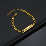 Personalized Engrave Name Bracelet Stainless Steel Cuban Chain Jewelry
