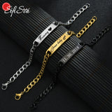 Personalized Engrave Name Bracelet Stainless Steel Cuban Chain Boys Date Jewelry