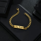 Personalized Engrave Name Bracelet Stainless Steel Cuban Chain Boys Date Jewelry