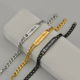 Personalized Engrave Name Bracelet Stainless Steel Cuban Chain Date Jewelry Gift