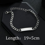 Personalized Engrave Name Bracelet Stainless Steel Cuban Chain Date Jewelry Gift