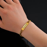 Personalized Engrave Name Bracelet Stainless Steel Cuban Chain Date Jewelry Gift