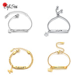 Personalized Engrave Name Date Bracelets Stainless Steel Butterfly Crown