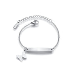 Personalized Engrave Name Date Bracelets Stainless Steel Butterfly Crown