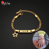 Personalized Engrave Name Date Bracelets Stainless Steel Butterfly Crown