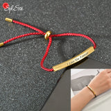 Personalized Engrave Name Date Rope Bracelet Stainless Steel Adjustable