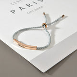 Personalized Engrave Name Date Rope Bracelet Stainless Steel Adjustable