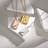 Personalized Engrave Name Date Envelope Necklace For Women