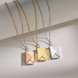 Personalized Engrave Name Date Envelope Necklace For Women
