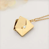 Personalized Engrave Name Date Envelope Necklace For Women