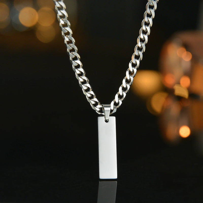 Custom Engrave Name Date Necklace Stainless Steel Choker Chain Jewelry