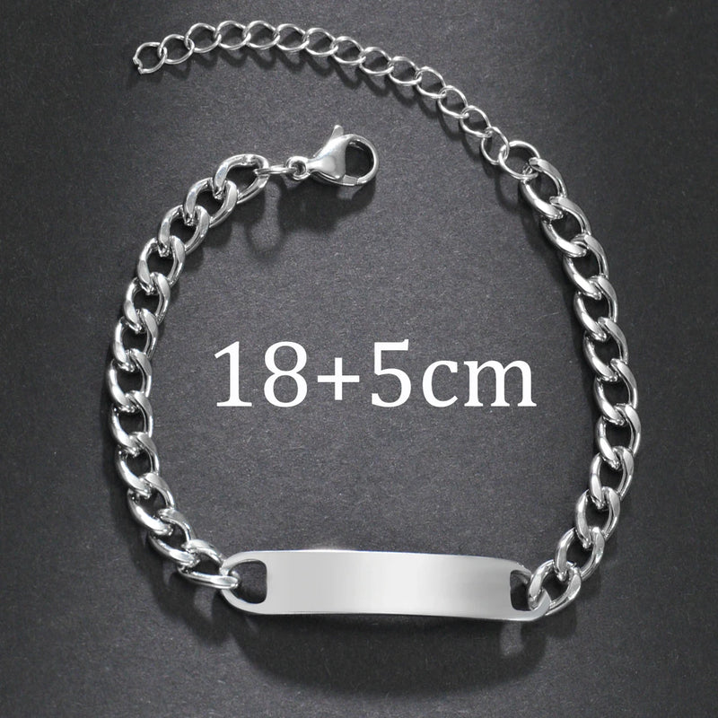 Personalized Engrave Name Letter Bracelet Stainless Steel Adjustable Bangle