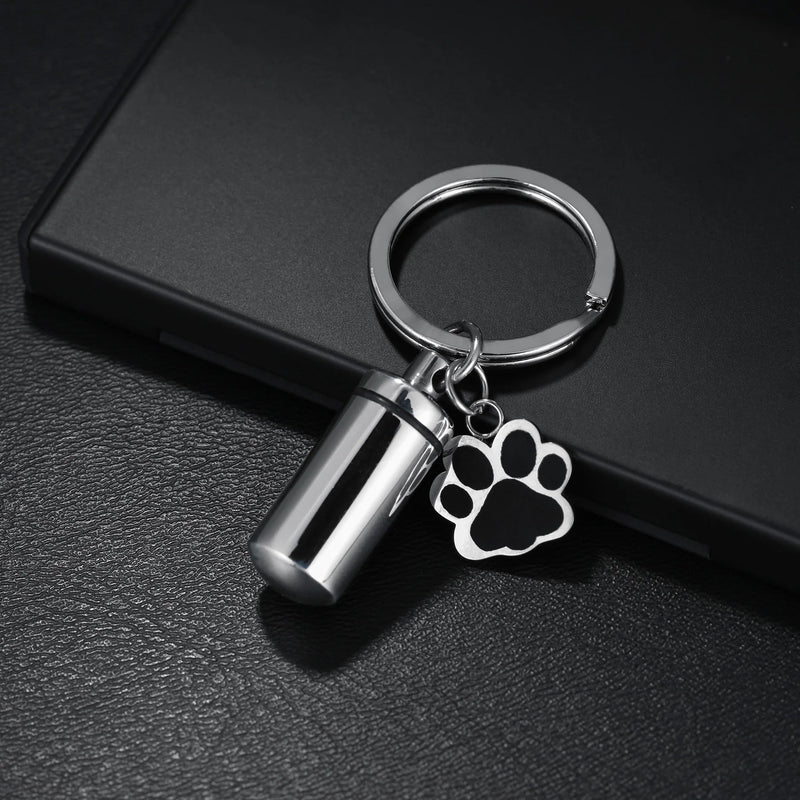 Personalized Engraved Pet Name Paw Urn Keychain