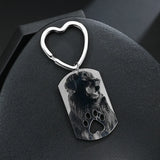 Engraved Pet Photo Name Date Paw Keychain Stainless Steel Key Ring