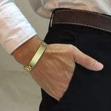 Sifisrri Punk Engraved Name Date Bracelet Stainless Steel Bangle Chain Jewelry