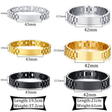 Sifisrri Punk Engraved Name Date Bracelet Stainless Steel Bangle Chain Jewelry