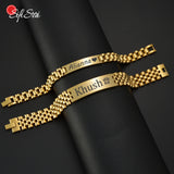 Sifisrri Punk Engraved Name Date Bracelet Stainless Steel Bangle