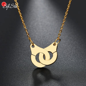 Sifisrri Unisex Handcuff Pendant Necklace Stainless Steel Choker Chains