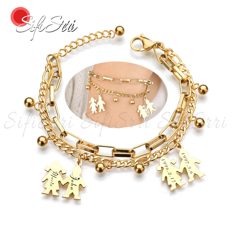 Personalized Engrave Name Date Bracelet Stainless Steel