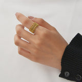 Vintage Malachite Ring Stainless Steel Adjustable Retro Women Birthday Jewelry