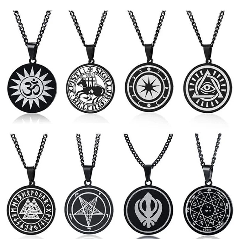 Baphomet Inverted Pentagram Pendant Necklace Satanic Pagan Jewelry