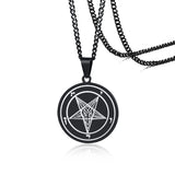 Baphomet Inverted Pentagram Pendant Necklace Satanic Pagan Jewelry