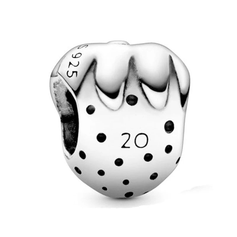 20 Strawberry Charms 925 Sterling Silver Beads for Jewelry Making