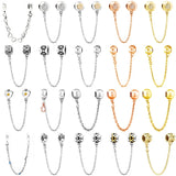 Linked Heart Connection Safety Chain Dangle Charm 925 Sterling Silver