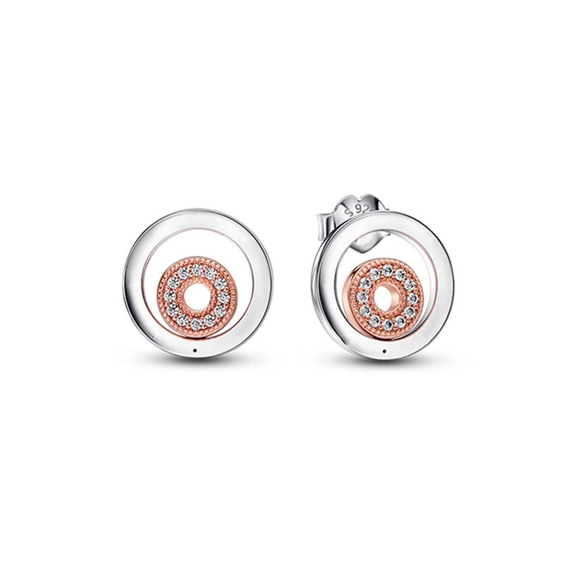 Double Stud Earrings For Women 925 Sterling Silver Earring Silver 925 Brincos