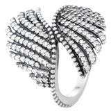 Feathers Leaves Heart Of Winter Frost Lace Of Love Ring 925 Sterling Silver
