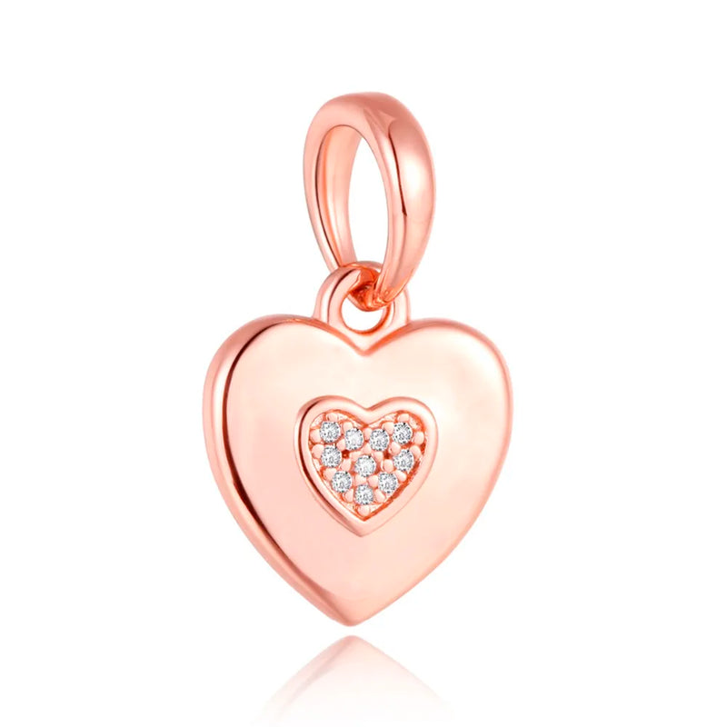 Signature Heart Pendant Charm Rose Beads for Bracelet Making