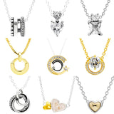 Collier Pave & Beads Shooting Star Family Necklace 925 Sterling Silver