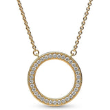 Sterling Silver Intertwined Hearts Circle Pave Moon Family Always Necklace