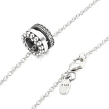 Signature Logo Pave & Beads Pendant Necklace 925 Sterling Silver