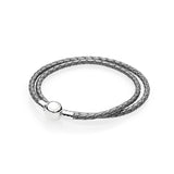 Grey Leather Bracelet with Round Clasp