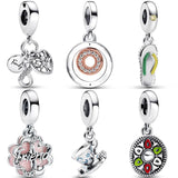 Friendship Cup Of Tea Hat Pendant Beads 925 Sterling Silver Charm