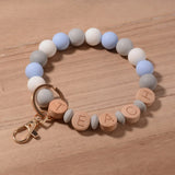 Silicon Bead TEACH MAMA Bracelet Keychain for Women Girls