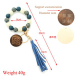 Wood Disc Bracelet Keychain Tassel Wristlet Gift for Her